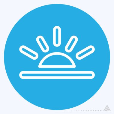 Simge Günbatımı - Mavi Gözler Biçimi - Basit illüstrasyon, Düzenlenebilir vuruş, Tasarım şablonu vektörü, baskılar, posterler, reklamlar, duyurular, bilgi grafikleri vs..