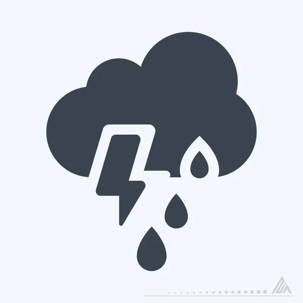 Icono Thunderstorm Estilo Glifo Ilustración Simple Carrera Editable Diseño Vector — Vector de stock