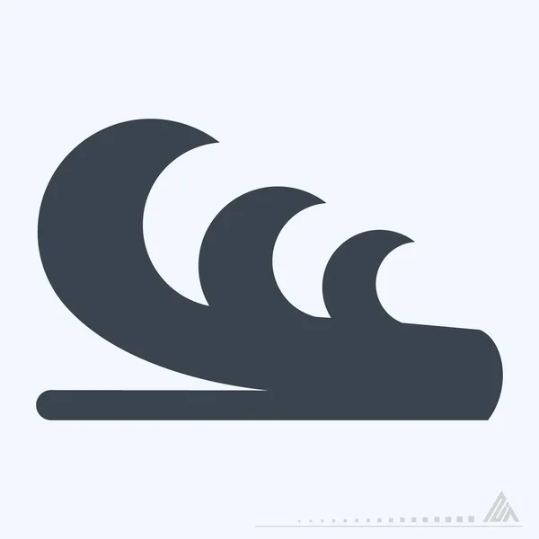 Ikona Water Wave Glyph Style Jednoduchá Ilustrace Upravitelný Tah Design — Stockový vektor