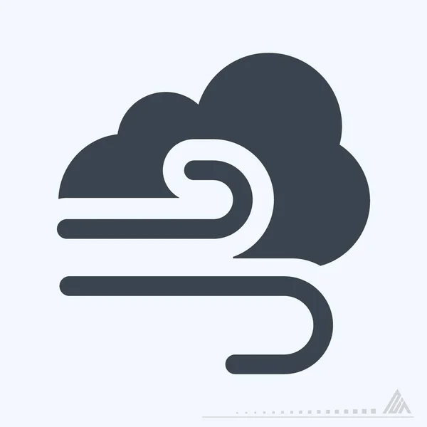 Icon Wind Glyph Style Απλή Απεικόνιση Επεξεργάσιμο Εγκεφαλικό Επεισόδιο Σχεδιασμός — Διανυσματικό Αρχείο