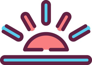 Simge Sunset - Satır Kesimi Biçimi - Basit illüstrasyon, Düzenlenebilir vuruş, Tasarım şablonu vektörü, baskılar, posterler, reklamlar, duyurular, bilgi grafikleri vs..