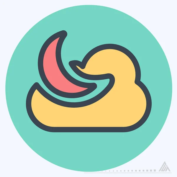 Icono Noche Nublada Color Mate Style Ilustración Simple Carrera Editable — Vector de stock