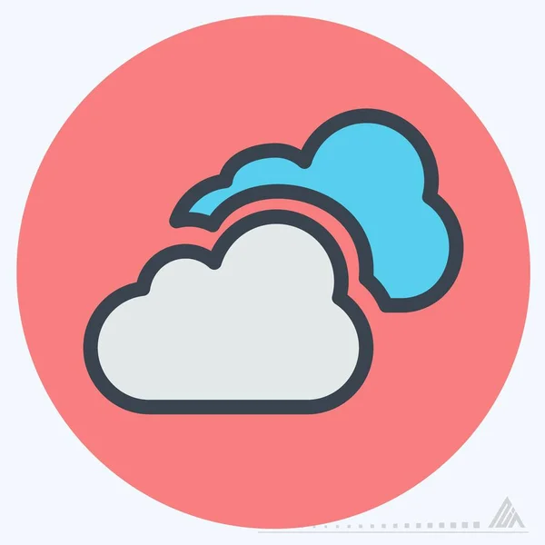 Icon Cloudy Color Mate Style Simple Illustration Editable Stroke Design — 스톡 벡터