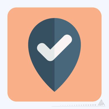 Simge GPS Kontrolü - Düz Biçim - Basit illüstrasyon, Düzenlenebilir vuruş, Tasarım şablonu vektörü, baskılar, posterler, reklamlar, duyurular, bilgi grafikleri vs..