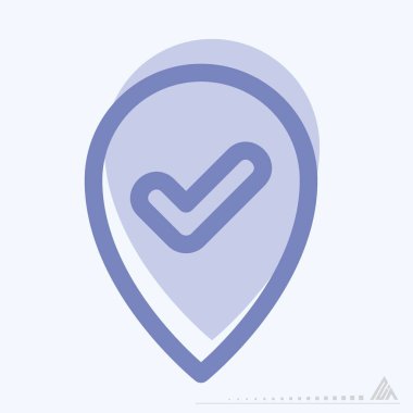 Simge GPS Denetimi - İki Ton Biçimi - Basit illüstrasyon, Düzenlenebilir vuruş, Tasarım şablonu vektörü, baskılar, posterler, reklamlar, duyurular, bilgi grafikleri vs..