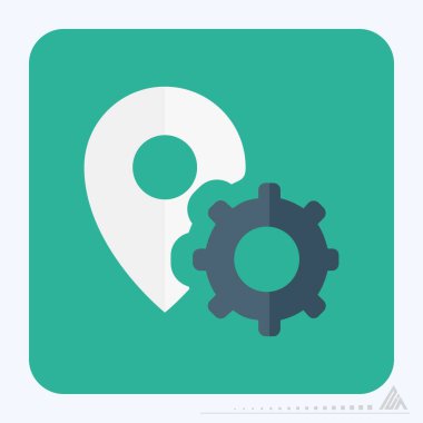 Simge Gps Ayarları - Düz Biçim - Basit illüstrasyon, Düzenlenebilir vuruş, Tasarım şablonu vektörü, baskılar, posterler, reklamlar, duyurular, bilgi grafikleri vs..