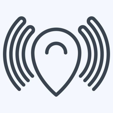 Simge GPS Sinyalleri - Satır Kes Biçimi - Basit illüstrasyon, Düzenlenebilir vuruş, Tasarım şablonu vektörü, baskılar, posterler, reklamlar, duyurular, bilgi grafikleri vs..