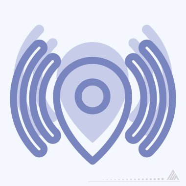 Simge GPS Sinyalleri - İki Ton Biçimi - Basit illüstrasyon, Düzenlenebilir vuruş, Tasarım şablonu vektörü, baskılar, posterler, reklamlar, duyurular, bilgi grafikleri, vs..