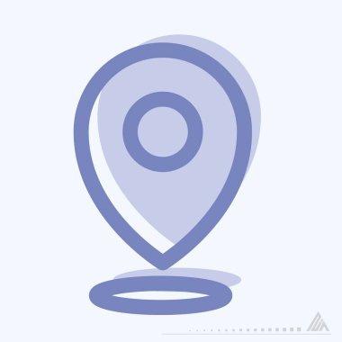 Simge Pin Noktası 2 - İki Ton Biçimi - Basit illüstrasyon, Düzenlenebilir vuruş, Tasarım şablonu vektörü, baskılar, posterler, reklamlar, duyurular, bilgi grafikleri vs..