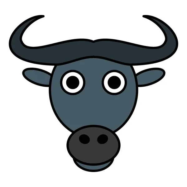 Roztomilý Kreslený Buffalo Face Vector Ilustrace — Stockový vektor