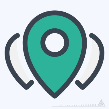 Simge Konumları - Renk Çizgisi Kes Biçimi - Basit illüstrasyon, Düzenlenebilir vuruş, Tasarım şablonu vektörü, Yazdırma, poster, reklamlar, duyurular, bilgi grafikleri vs..