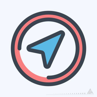 Simge Pusula - Renk Çizgisi Kesim Biçimi - Basit illüstrasyon, Düzenlenebilir vuruş, Tasarım şablonu vektörü, baskılar, posterler, reklamlar, duyurular, bilgi grafikleri vs..