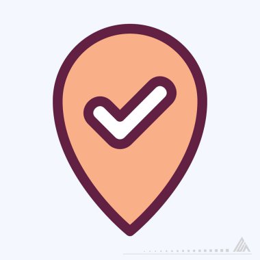 Simge GPS Denetimi - Renk Çizgisi Kesme Biçimi - Basit illüstrasyon, Düzenlenebilir vuruş, Tasarım şablonu vektörü, Yazdırma, poster, reklamlar, duyurular, bilgi grafikleri vs..