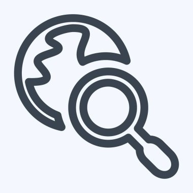 Simge Küresel Arama - Satır Biçimi - Basit illüstrasyon, Düzenlenebilir vuruş, Tasarım şablonu vektörü, baskılar, posterler, reklamlar, duyurular, bilgi grafikleri vs..