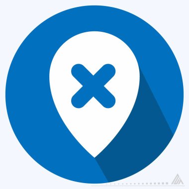 Simge Gps Sil - Uzun Gölge Biçimi - Basit illüstrasyon, Düzenlenebilir vuruş, Tasarım şablonu vektörü, baskılar, posterler, reklamlar, duyurular, bilgi grafikleri vs..