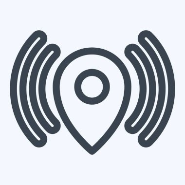 Simge GPS Sinyalleri - Satır Biçimi - Basit illüstrasyon, Düzenlenebilir vuruş, Tasarım şablonu vektörü, baskılar, posterler, reklamlar, duyurular, bilgi grafikleri vs..