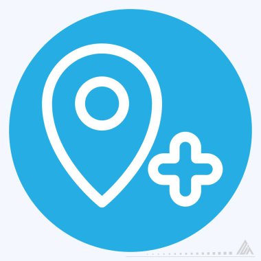 Simge GPS Ekle - Mavi Gözler Biçimi - Basit illüstrasyon, Düzenlenebilir vuruş, Tasarım şablonu vektörü, baskılar, posterler, reklamlar, duyurular, bilgi grafikleri vs..