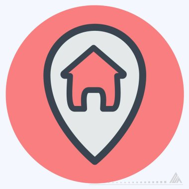 Simge GPS Evi - Renk Eşleştirme Biçimi - Basit illüstrasyon, Düzenlenebilir vuruş, Tasarım şablonu vektörü, baskılar, posterler, reklamlar, duyurular, bilgi grafikleri vs..