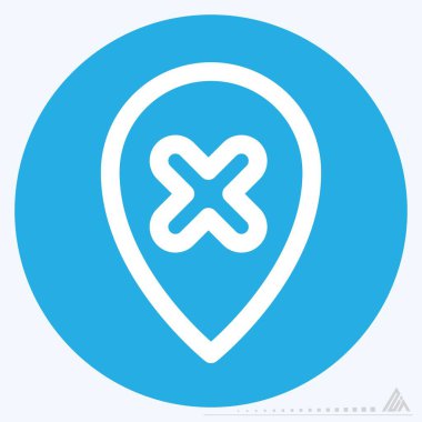 Simge Gps Sil - Mavi Gözler Biçimi - Basit illüstrasyon, Düzenlenebilir vuruş, Tasarım şablonu vektörü, baskılar, posterler, reklamlar, duyurular, bilgi grafikleri vs..