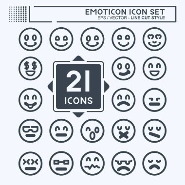 Simge Ayarla - Satır Kes Biçimi - Basit illüstrasyon, Düzenlenebilir vuruş, Tasarım şablonu vektörü, baskılar, posterler, reklamlar, duyurular, bilgi grafikleri, vs..