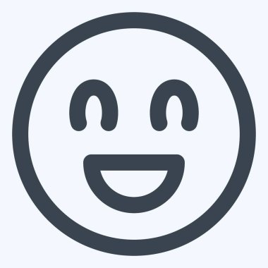 Simge Duygusallığı Mutlu - Satır Kesimi Biçimi - Basit illüstrasyon, Düzenlenebilir vuruş, Tasarım şablonu vektörü, baskılar, posterler, reklamlar, duyurular, bilgi grafikleri vs..