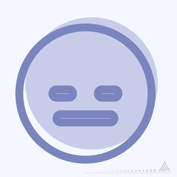 Icon Emoticon Straight Face Zweifarbiger Stil Einfache Illustration Editierbarer Strich — Stockvektor