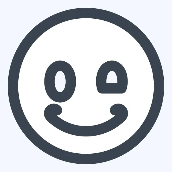 Icon Emoticon Wink Line Cut Style Простая Иллюстрация Редактируемый Штрих — стоковый вектор