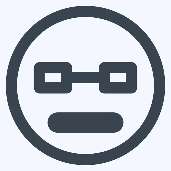 Ikona Emoticon Geek Řez Styl Jednoduchá Ilustrace Upravitelný Tah Design — Stockový vektor