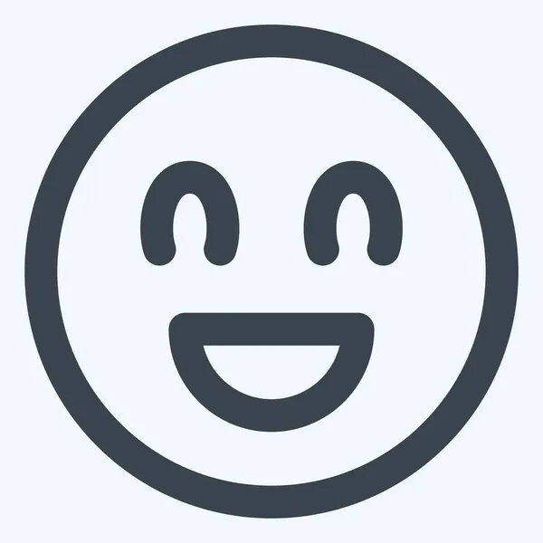 Icono Emoticon Happy Estilo Corte Línea Ilustración Simple Carrera Editable — Vector de stock