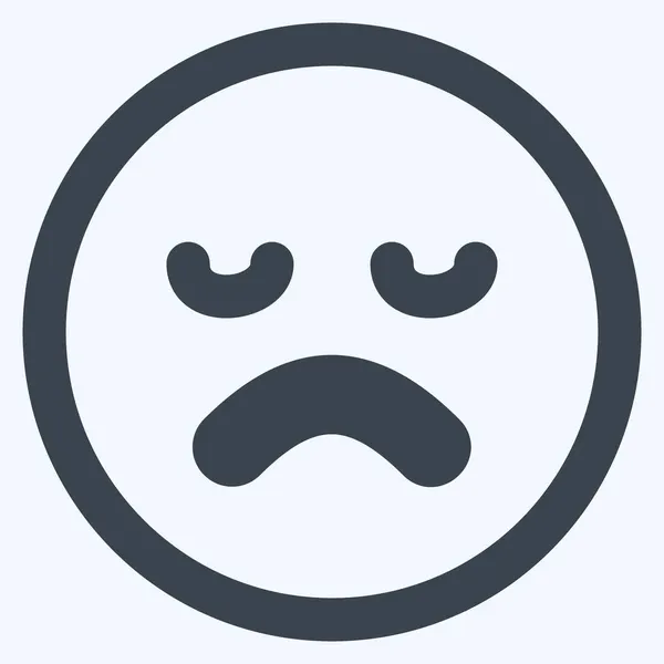 Ikona Emoticon Sad Řez Styl Jednoduchá Ilustrace Upravitelný Tah Design — Stockový vektor