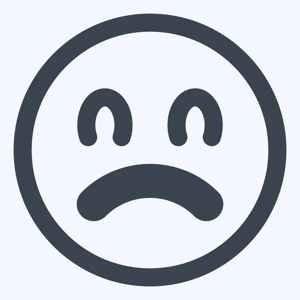 Icon Emoticon Sad Line Cut Style Простая Иллюстрация Редактируемый Штрих — стоковый вектор