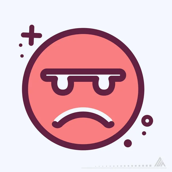 Icon Emoticon Angry Mbe Syle Simple Illustration Editable Stroke Design — 스톡 벡터