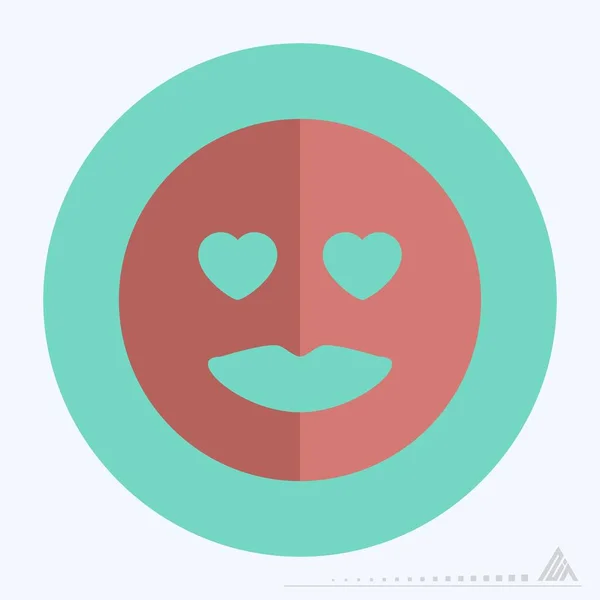 Icon Emoticon Love Flacher Stil Einfache Illustration Editierbarer Strich Designvorlagenvektor — Stockvektor