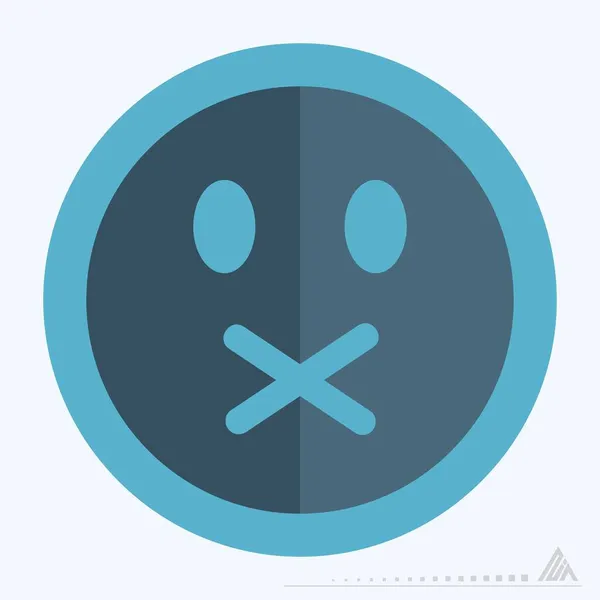 Ícone Emoticon Mute Flat Style Ilustração Simples Curso Editável Vetor —  Vetores de Stock