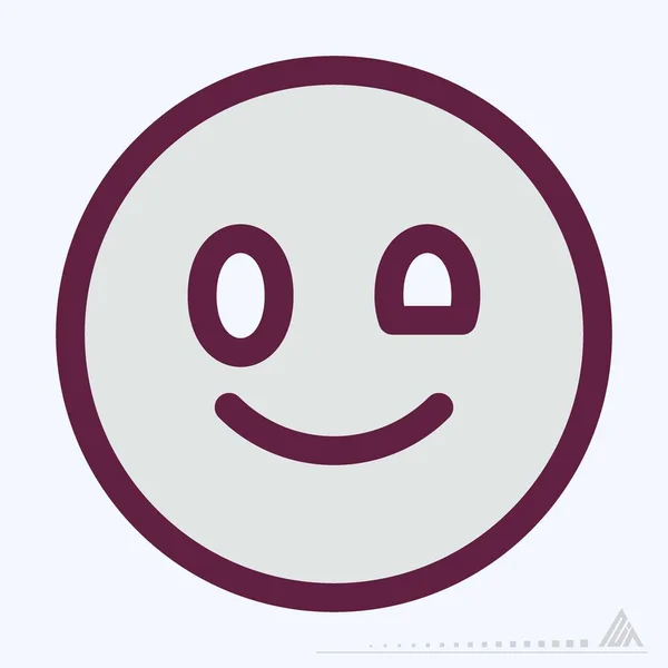 Icône Emoticon Clin Oeil Style Coupe Ligne Couleur Illustration Simple — Image vectorielle