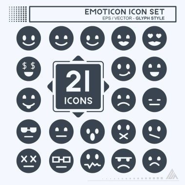 Simge Ayarları Duygu Biçimi - Basit illüstrasyon, Düzenlenebilir vuruş, Tasarım şablonu vektörü, baskılar, posterler, reklamlar, duyurular, bilgi grafikleri vs..