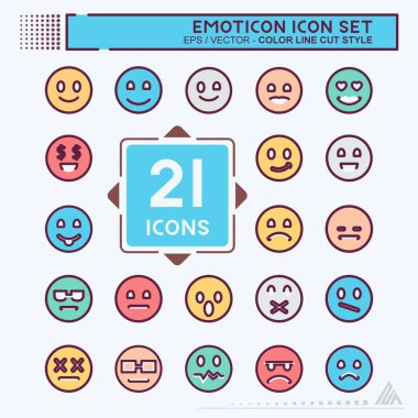 Simge Ayarla - Renk Çizgisi Kes Biçimi - Basit illüstrasyon, Düzenlenebilir vuruş, Tasarım şablonu vektörü, baskılar, posterler, reklamlar, duyurular, bilgi grafikleri, vs..