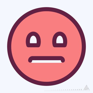 Simge Duygu Simgesi Nötr - Renk Çizgisi Kesimi Biçimi - Basit illüstrasyon, Düzenlenebilir vuruş, Tasarım şablonu vektörü, baskılar, posterler, reklamlar, duyurular, bilgi grafikleri vb. - Basit illüstrasyon, düzenlenebilir vuruş, tasarım şablonu, 