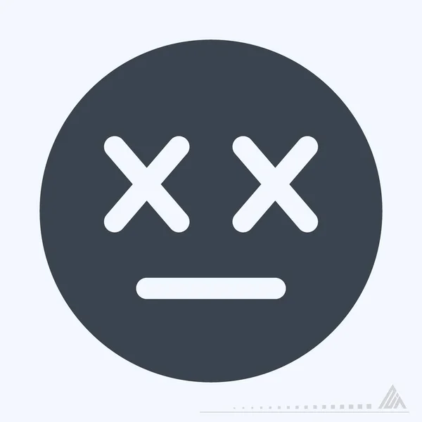 图标Emoticon Dead Glyph Style 简单的插图 可编辑笔画 设计模板向量 适合印刷品 信息图形等 — 图库矢量图片