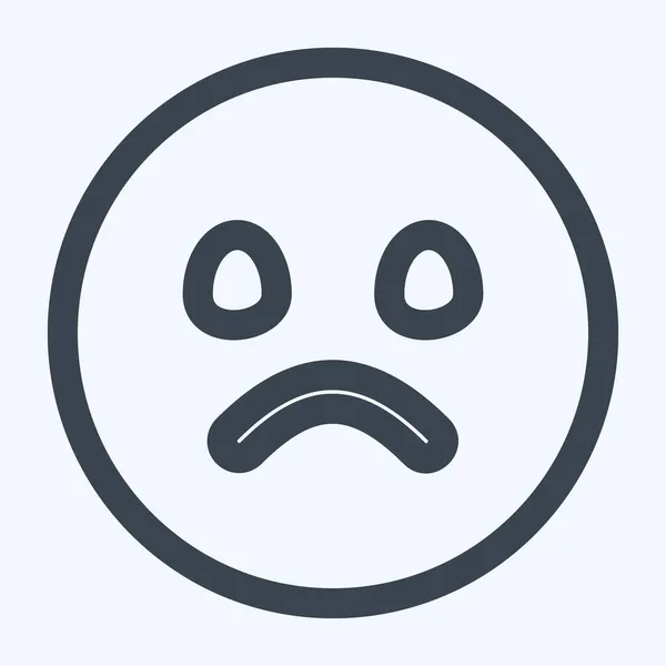 Ikona Emoticon Sad Styl Linii Prosta Ilustracja Edytowalny Skok Wektor — Wektor stockowy