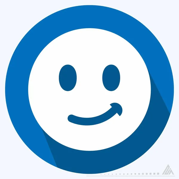 Icon Emoticon Smile Long Shadow Style Simple Illustration Editable Stroke — Stock Vector
