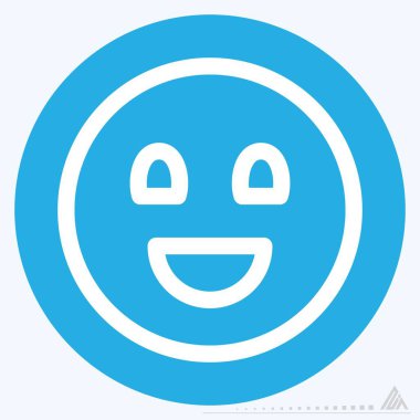 Simge Duygusallığı Mutlu - Mavi Gözler Biçimi - Basit illüstrasyon, Düzenlenebilir vuruş, Tasarım şablonu vektörü, baskılar, posterler, reklamlar, duyurular, bilgi grafikleri vs..