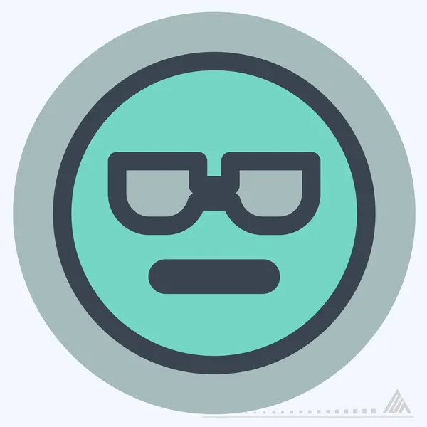 Icon Emoticon Cool Color Mate Style Simple Illustration Editable Stroke — 스톡 벡터