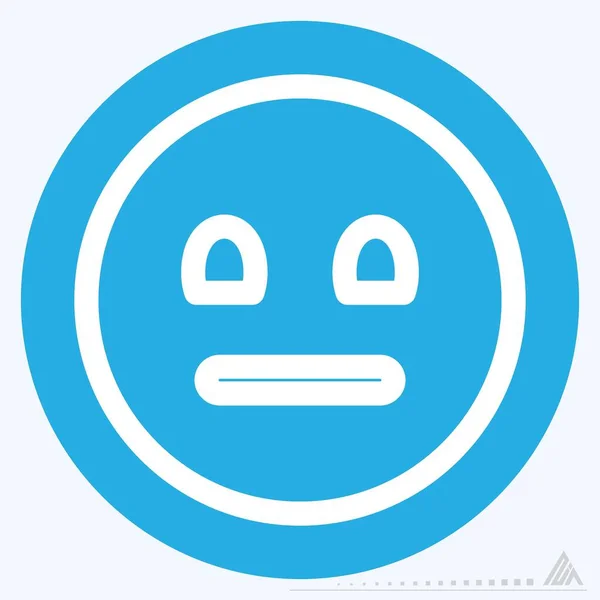Icon Emoticon Neutral Blue Eyes Style Simple Illustration Editable Stroke — Stock Vector