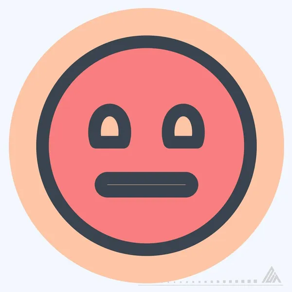 Icon Emoticon Neutral Color Mate Style Simple Illustration Editable Stroke — 스톡 벡터