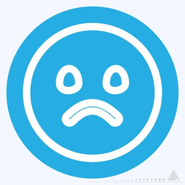 Ikona Emoticon Sad Modré Oči Styl Jednoduché Ilustrace Upravitelný Tah — Stockový vektor