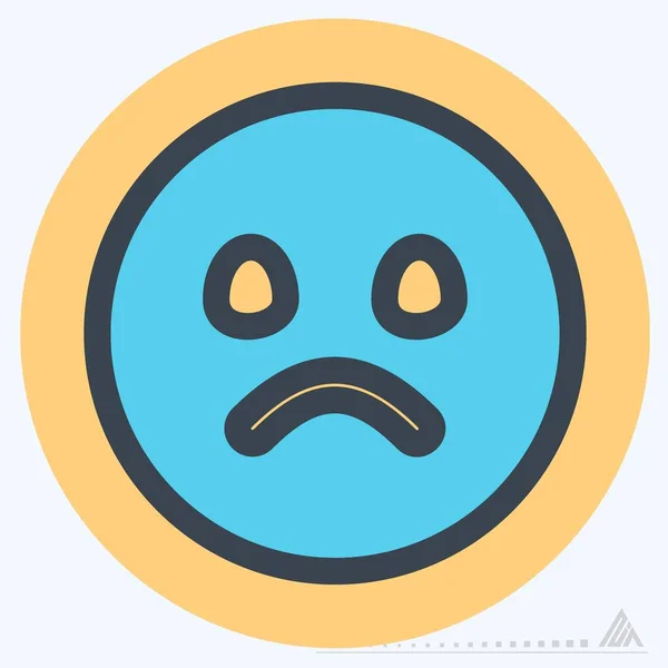 Icona Emoticon Sad Color Mate Style Illustrazione Semplice Corsa Modificabile — Vettoriale Stock