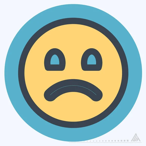 Ícone Emoticon Sad Color Mate Style Ilustração Simples Curso Editável — Vetor de Stock