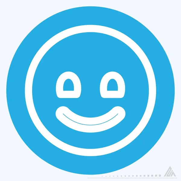 Icône Emoticon Smile Blue Eyes Style Illustration Simple Course Modifiable — Image vectorielle