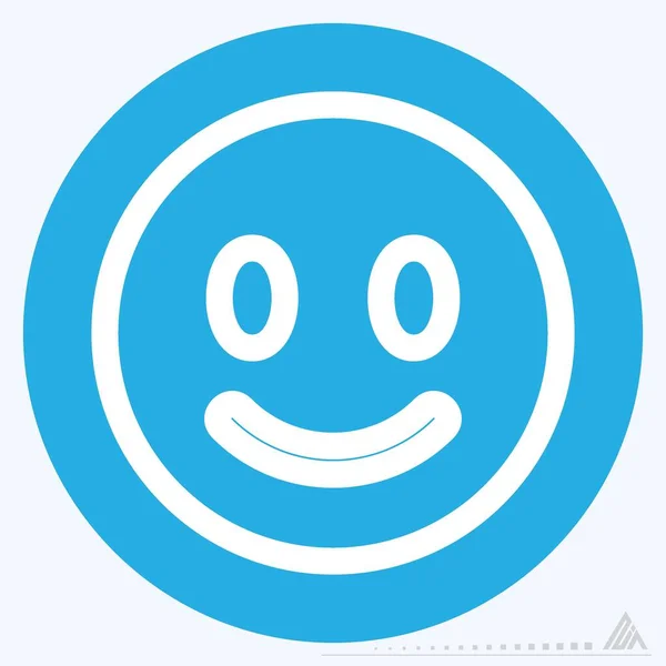 Icon Emoticon Smiley Blue Eyes Style Simple Illustration Editable Stroke — Stock Vector